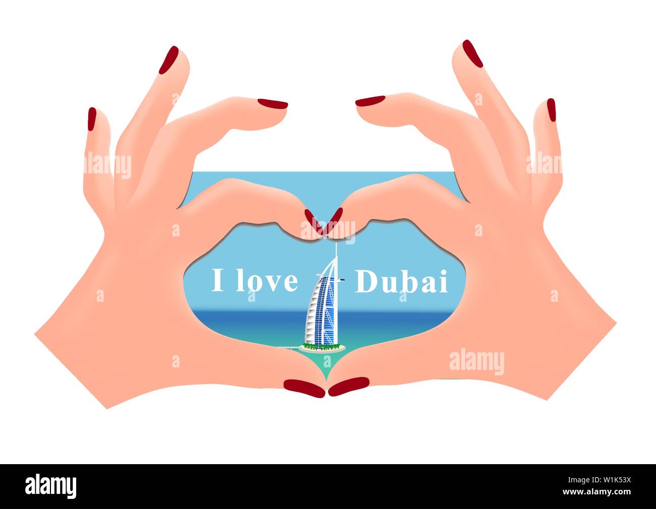 Dubaï aimant souvenir isolé sur fond blanc, avec la possibilité de modifier le texte. Vector Illustration de Vecteur