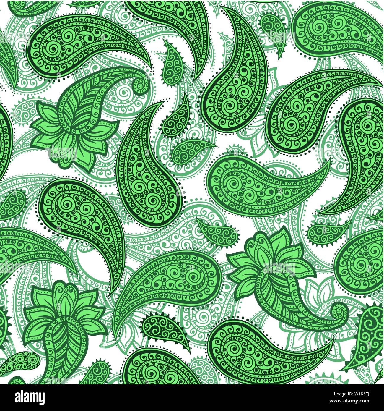 Magic Screen Paisleys Modèle transparent avec verdure couleurs pour écran conception ou textiles de tissus style printemps Illustration de Vecteur