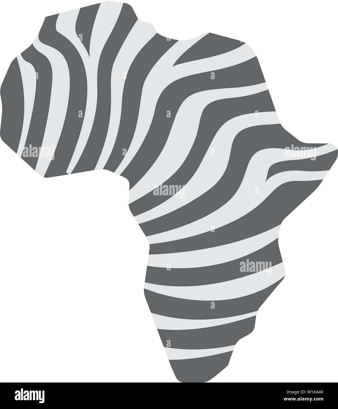 Carte de l'Afrique de l'icône à rayures couleur plate style. Voyage Voyage explorer safari Continent Illustration de Vecteur