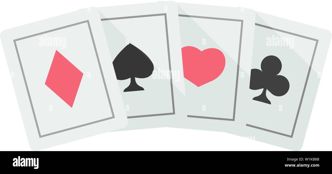 Cartes à jouer dans l'icône de couleur plate style. Jeu Jeu Jeu de loisirs  forme chat coeur ace Image Vectorielle Stock - Alamy