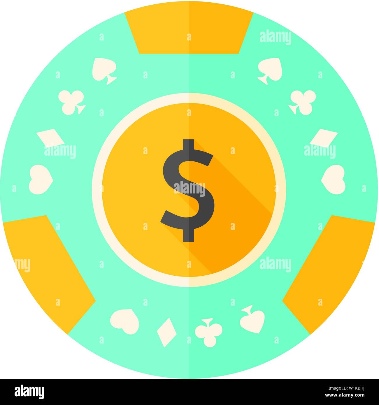 L'icône de pièce de jeu en couleur plate style. Activité de loisirs bet chance jackpot roulette Illustration de Vecteur