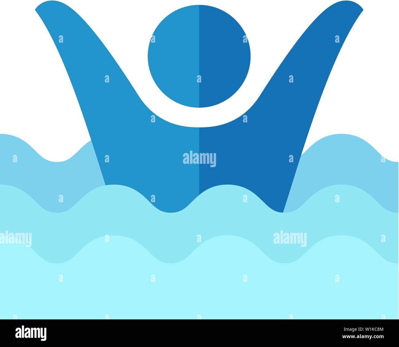 L'homme noyé dans l'icône de couleur plate style. Les gens de l'eau accident mer Plage surveillée Illustration de Vecteur