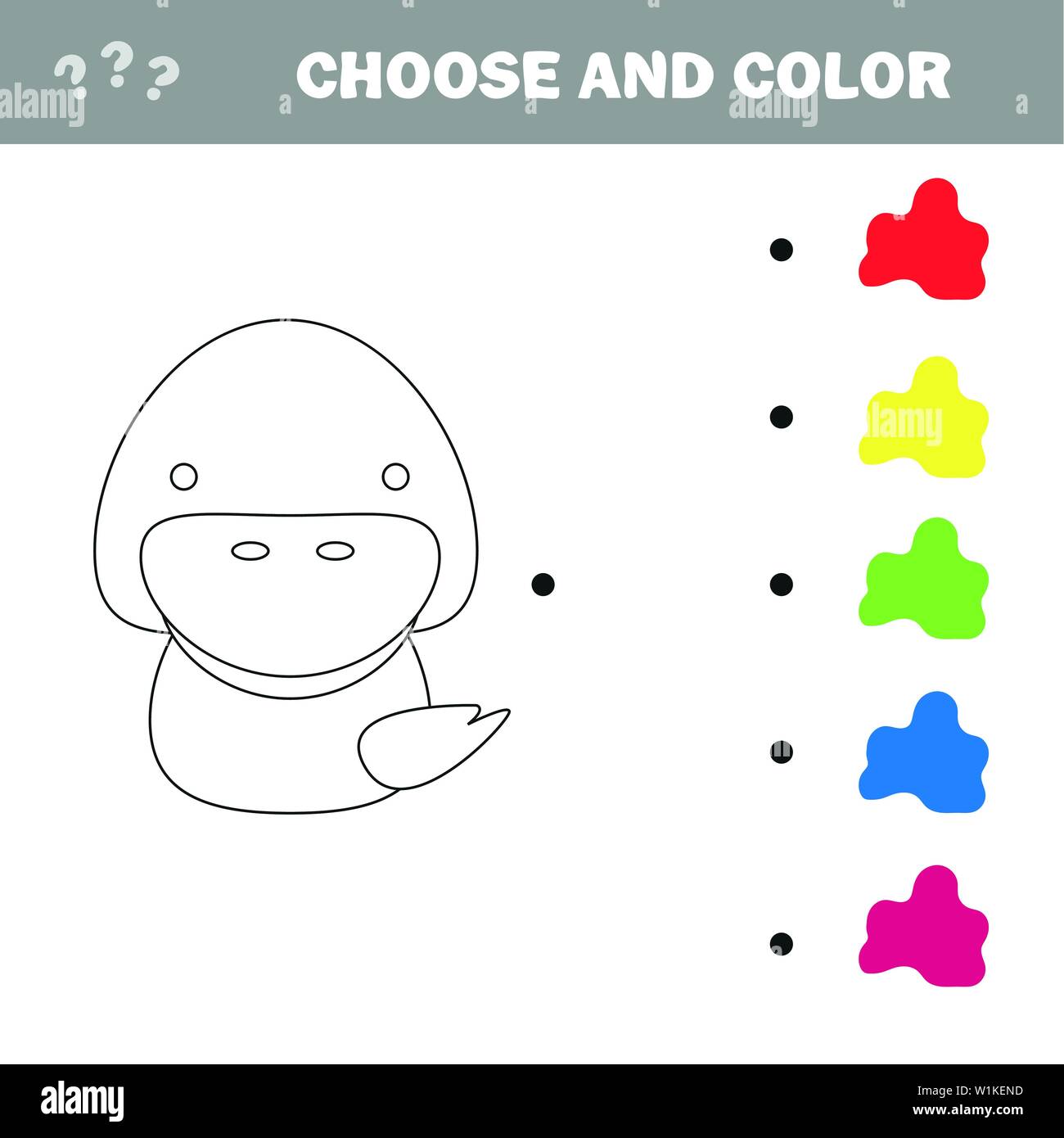 La coloration Cute Cartoon Duck. Jeu éducatif pour les enfants. Vector illustration. Illustration de Vecteur