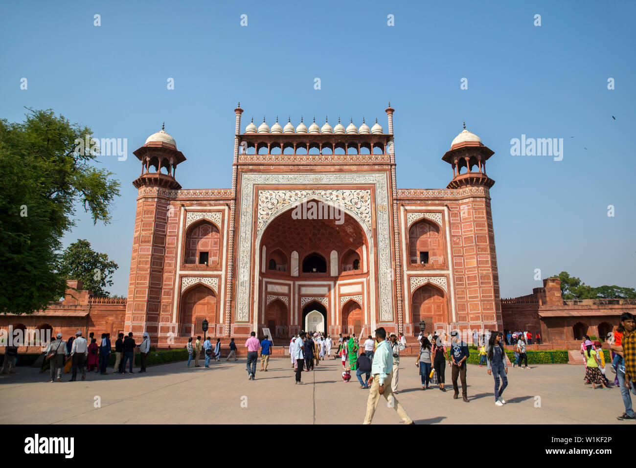 La grande porte, zone Jilaukhana, Taj Mahal, Agra, Inde Banque D'Images