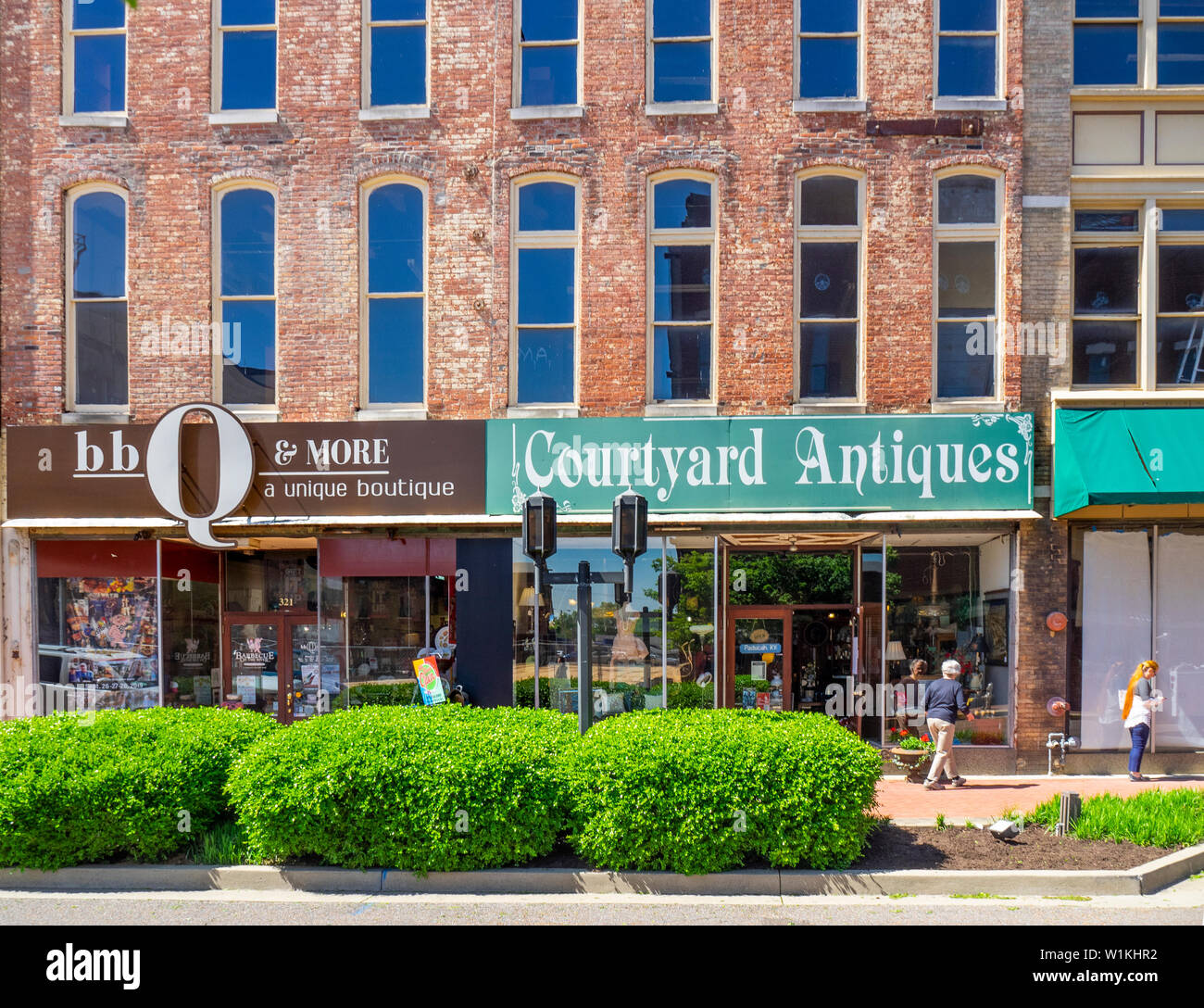 Façade du magasin d'Antiquités Courtyard Paducah Kentucky USA. Banque D'Images