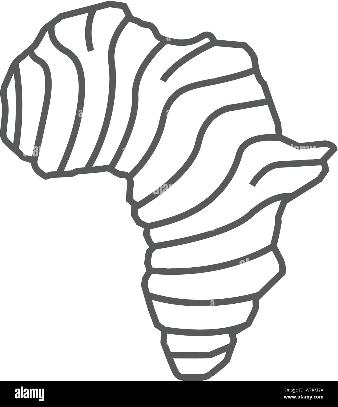 De l'Afrique carte icône à rayures fines en contours style. Voyage Voyage explorer safari Continent Illustration de Vecteur