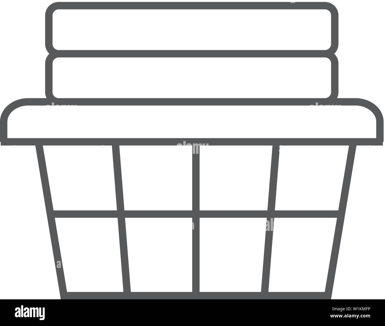 Dans l'icône panier vêtements style du contour mince. Ménage blanchisserie Illustration de Vecteur