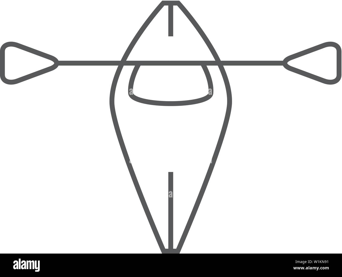 L'icône de canoë en fines contours style. L'eau du lac rivière mer sport ligne power paddle Illustration de Vecteur