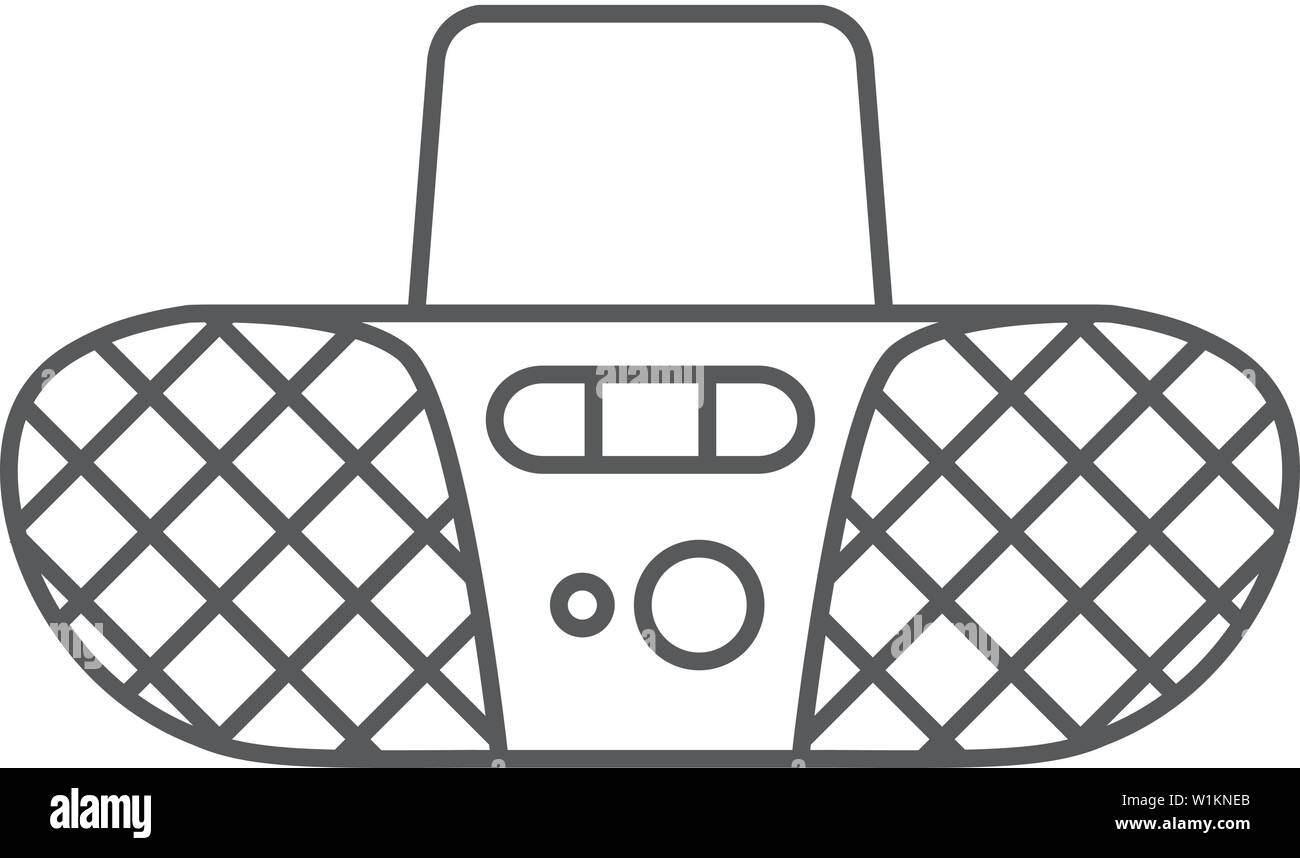 L'icône de lecteur de cassettes en fines contours style. Musique danse partie compo mini stéréo audio Illustration de Vecteur