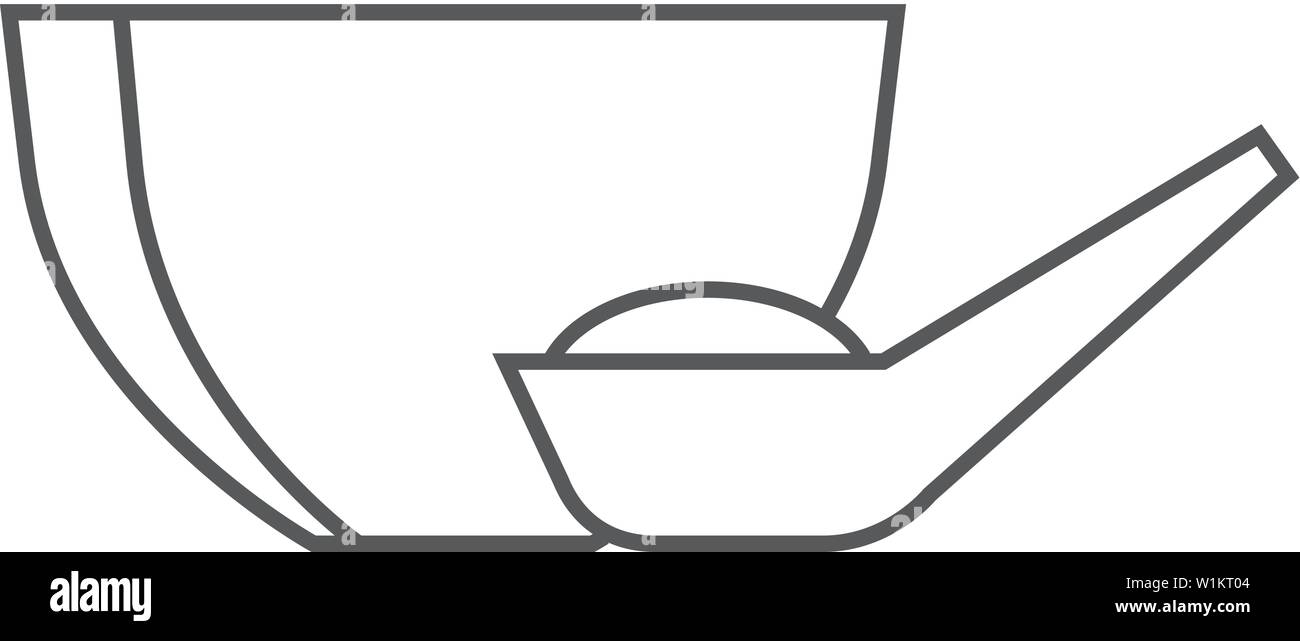 Bol de porridge en icône contour mince de style. Illustration de Vecteur