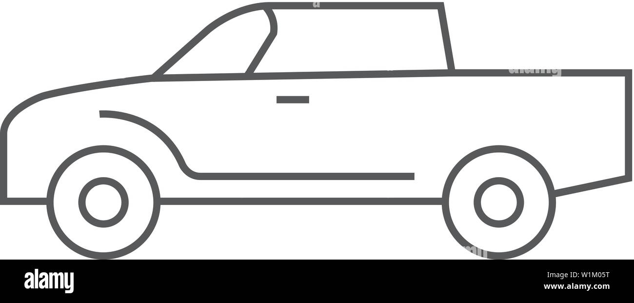 Icône de voiture en fines contours style. Camion, cabine double, 4x4, 4 roues driver Illustration de Vecteur