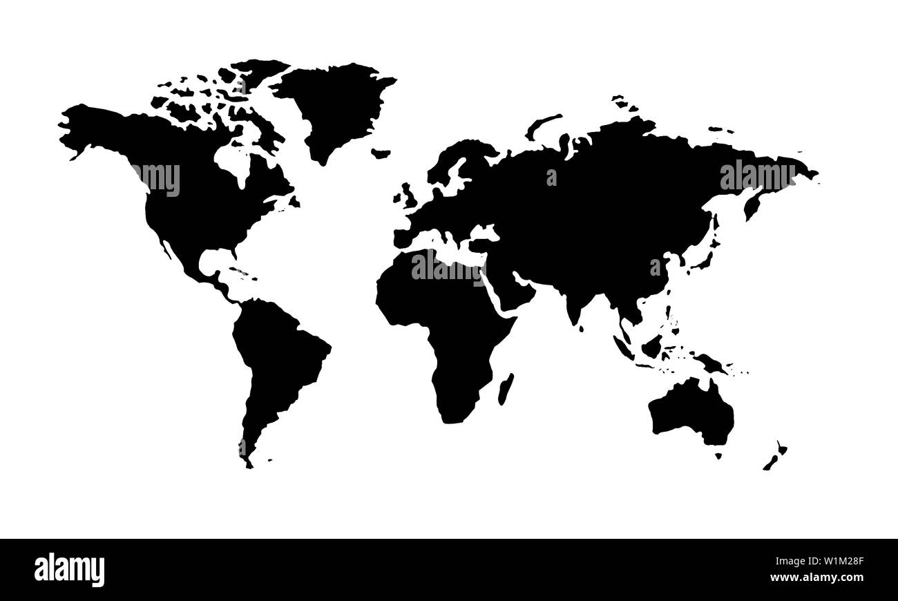 Carte du monde en noir et blanc Banque D'Images