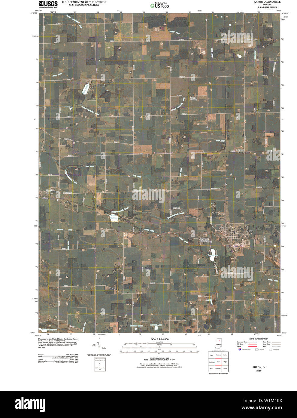 Carte TOPO USGS Indiana EN Akron 20100609 Restauration TM Banque D'Images