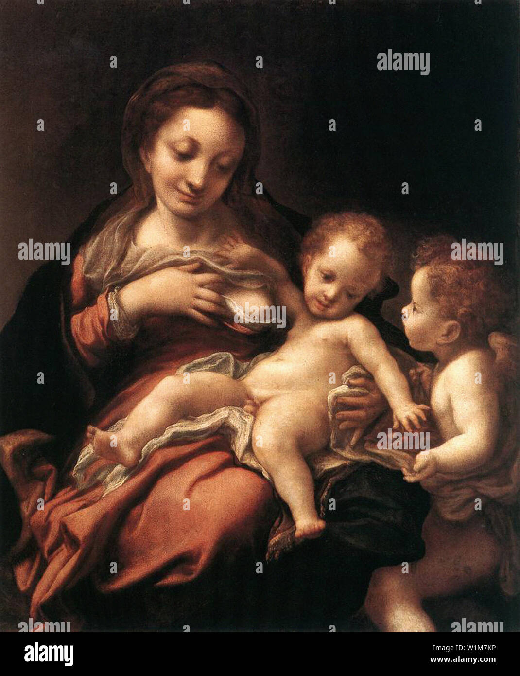 Antonio da Correggio - Vierge l'Enfant avec ange 1524 11524 Banque D'Images