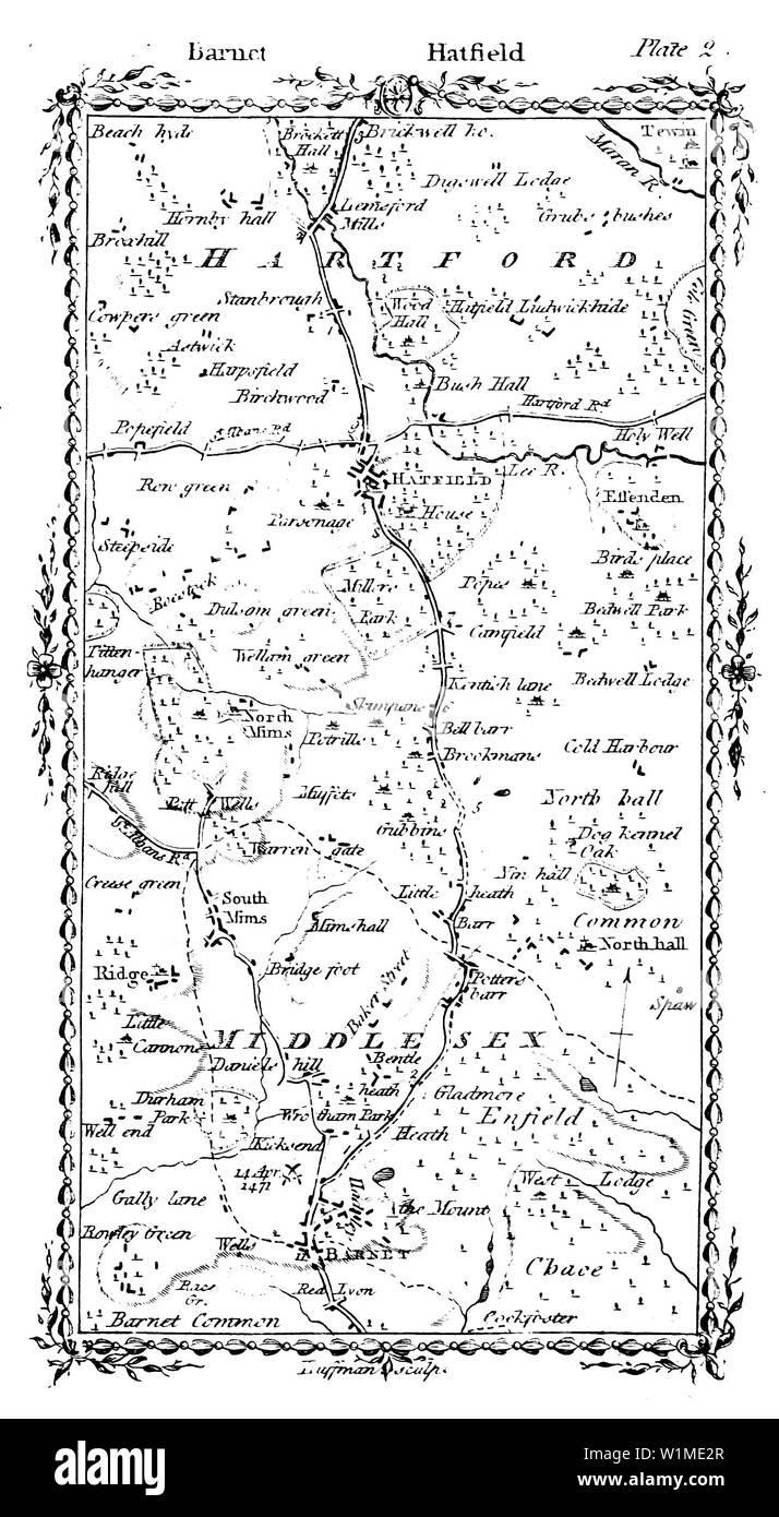 Une carte routière. Ancienne image Banque D'Images