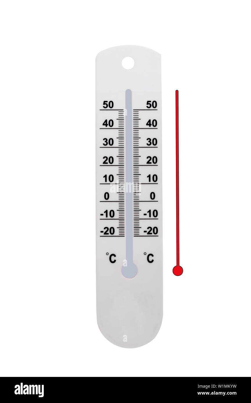 Thermomètre de la rue avec un mercure rouge isolé sur fond blanc Photo  Stock - Alamy