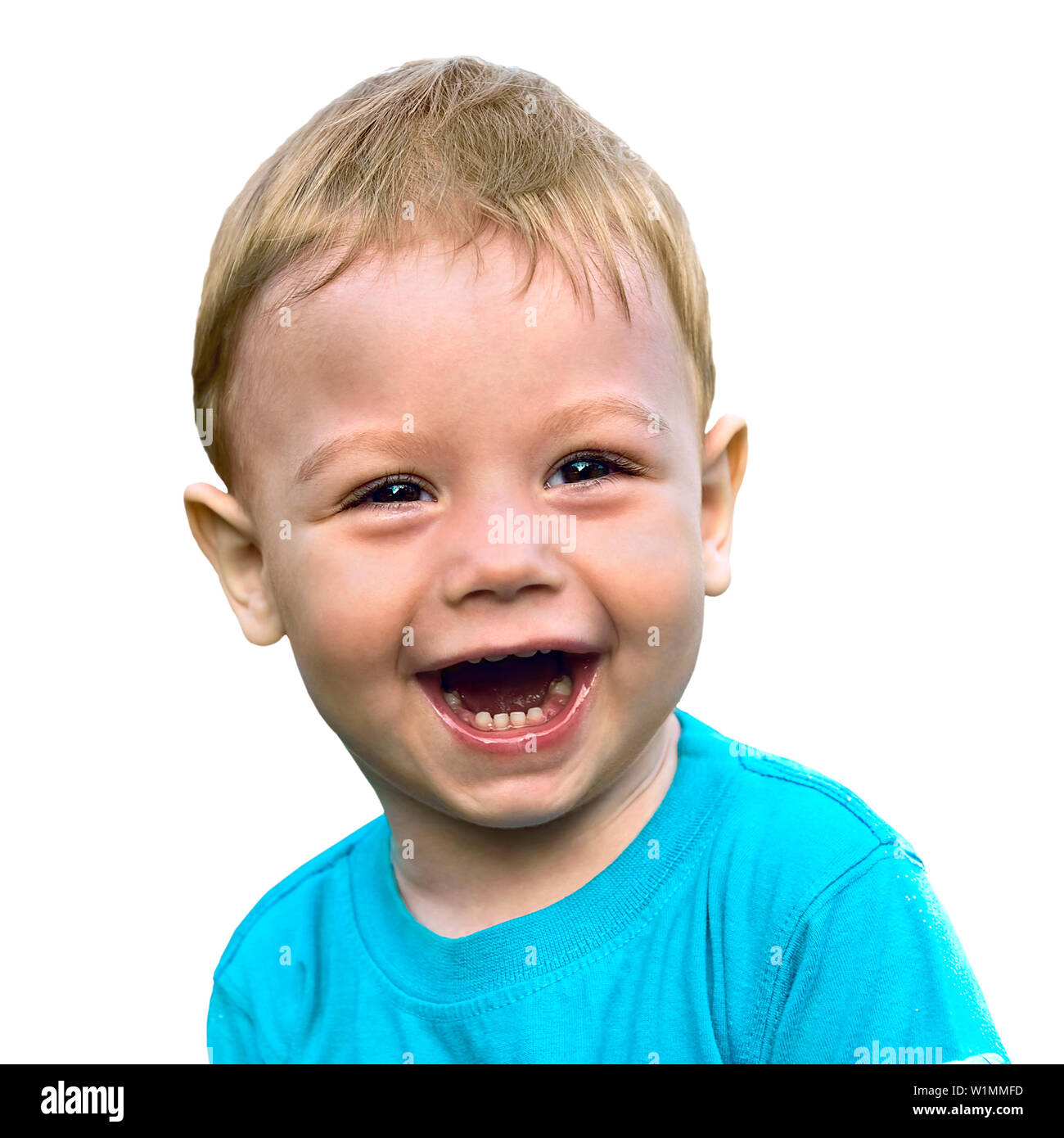 Smiling little boy isolé sur fond blanc Banque D'Images