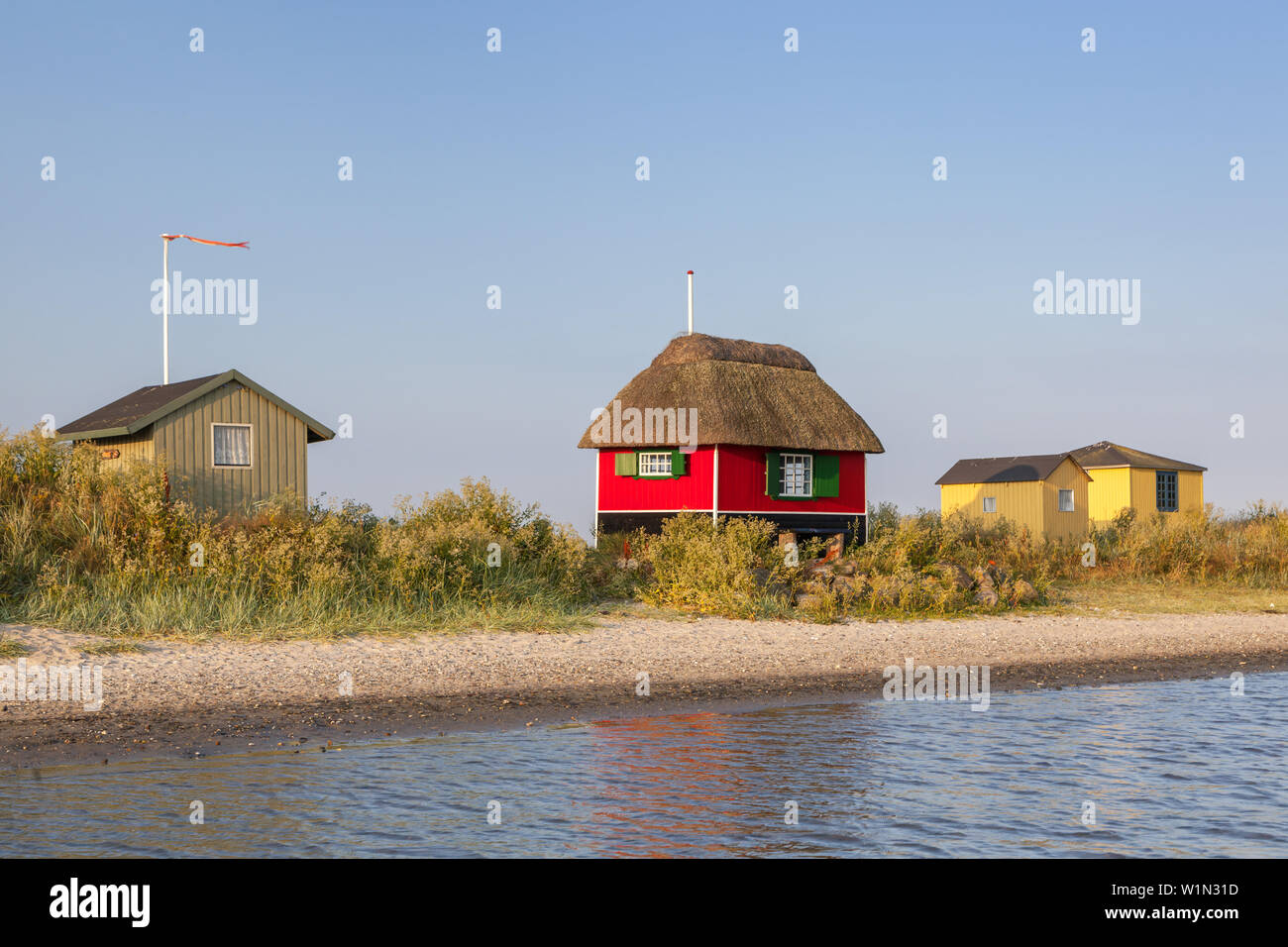 Chalet de la plage de l'île, Erikshale ærø, Marstal, au sud de la Fionie, archipel des îles de la mer du sud du Danemark, Danemark du Sud, Danemark, Scandinavie, Northe Banque D'Images