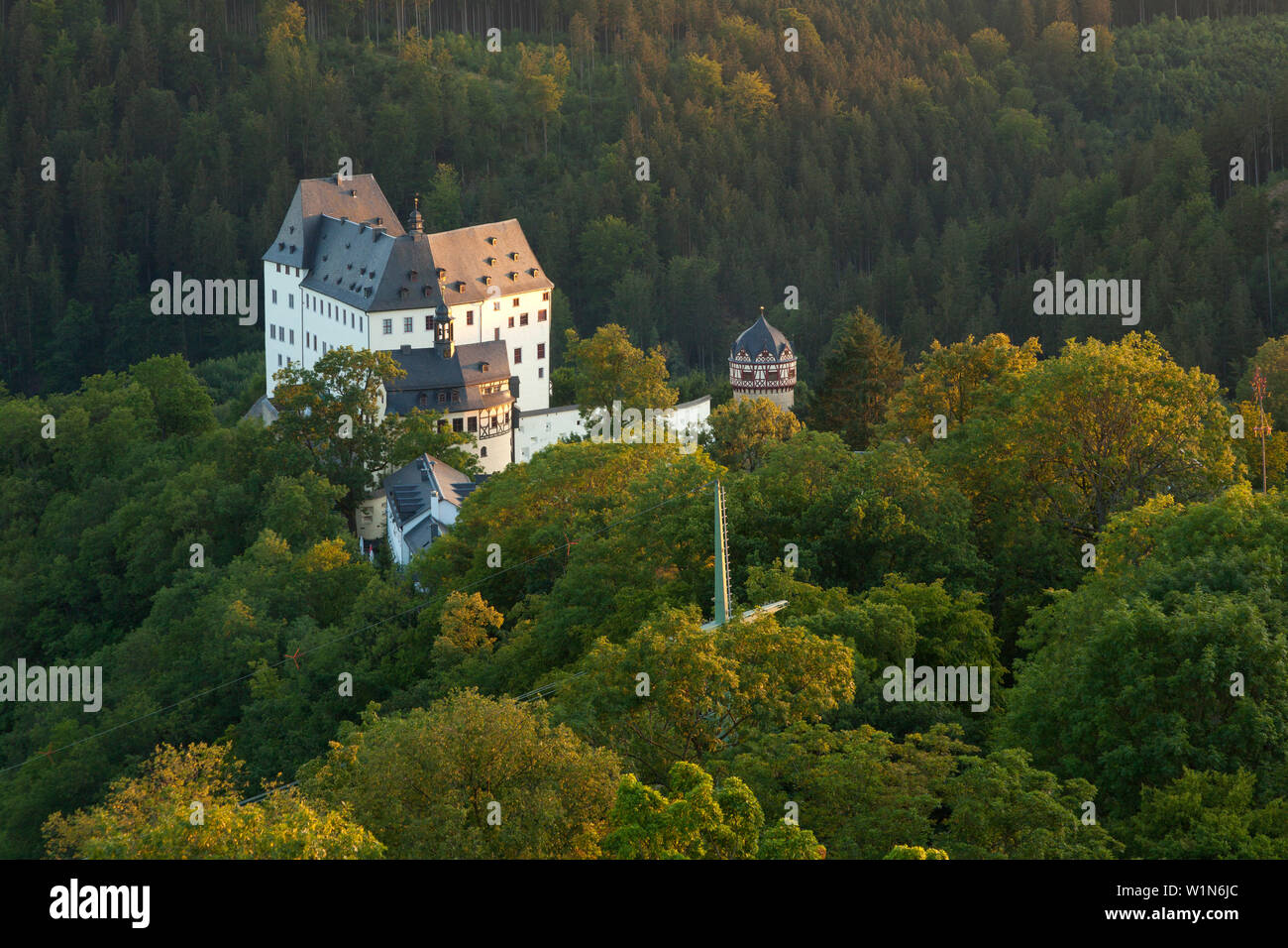 Château Burgk, parc naturel Thueringer Schiefergebirge / Obere Saale, Thuringe, Allemagne Banque D'Images