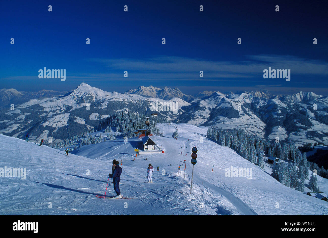 Domaine skiable Kitzbüheler Horn Skigebiet Kitzbuehel, Autriche Banque D'Images