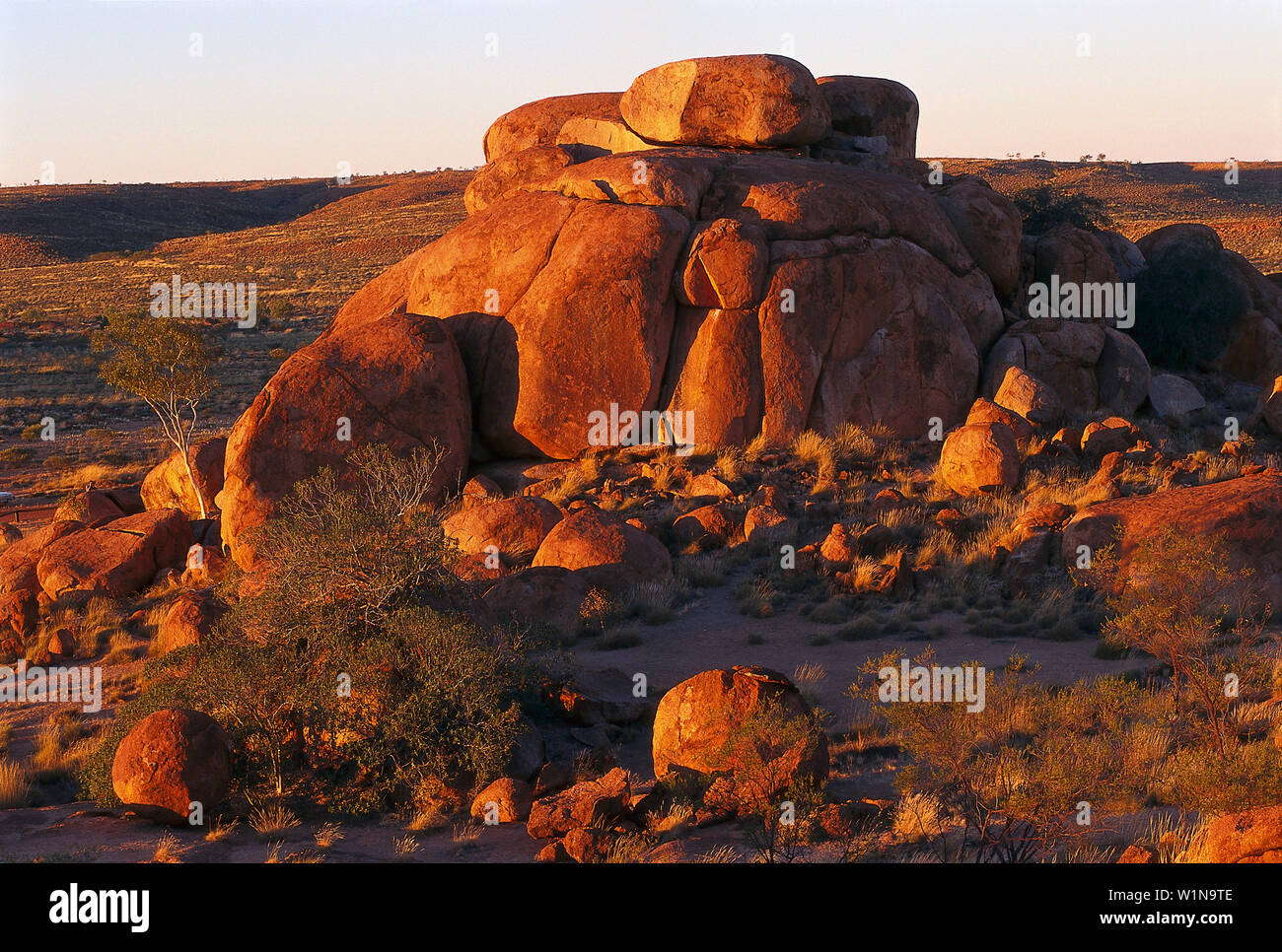 Devils Marbles, Stuart Hwy., près de Wauchope NT, Australie Banque D'Images