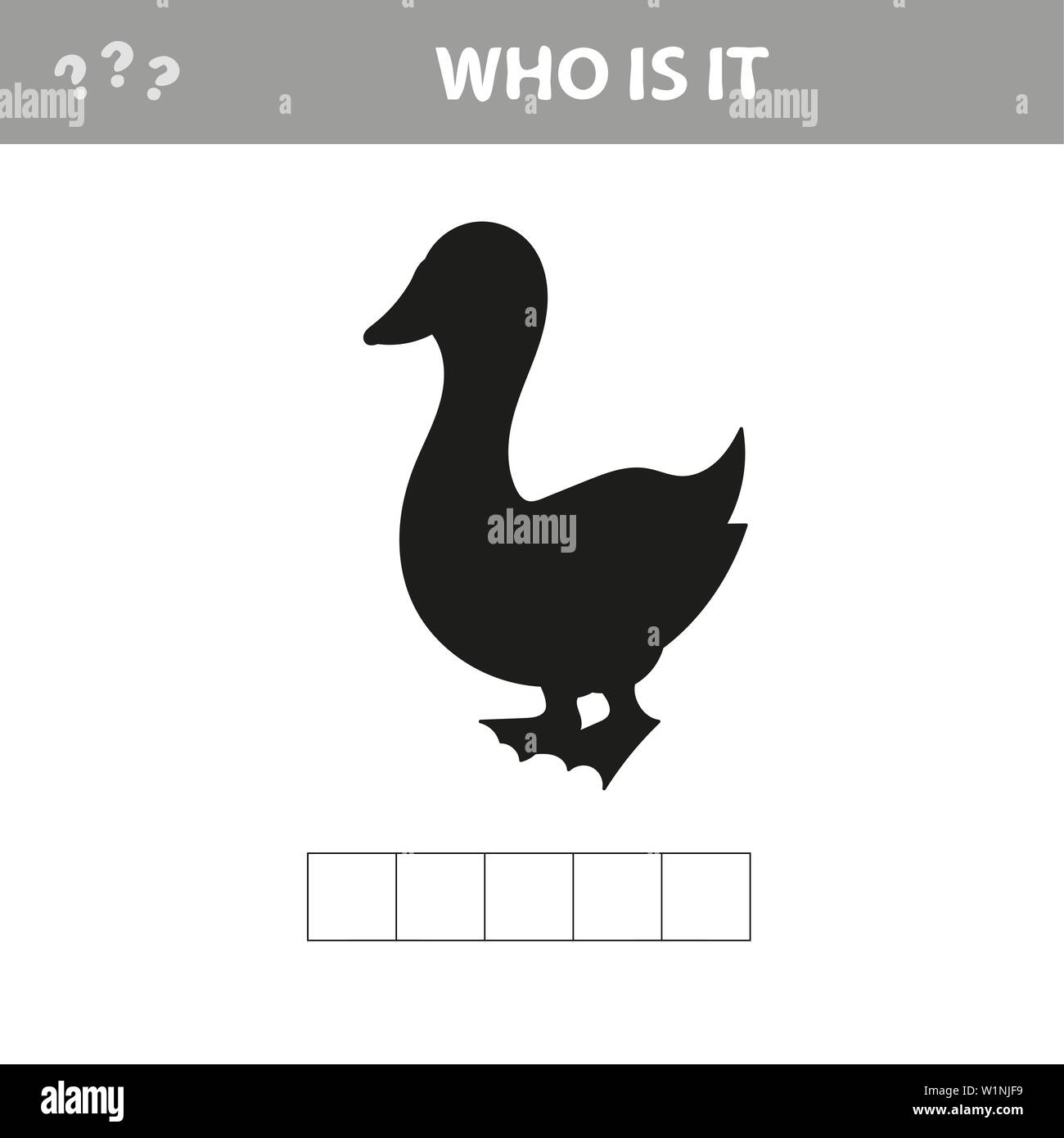 Jeu des ombres d'oiseaux oie illustration vectorielle. Qui est-ce - image de l'ombre. Illustration de Vecteur