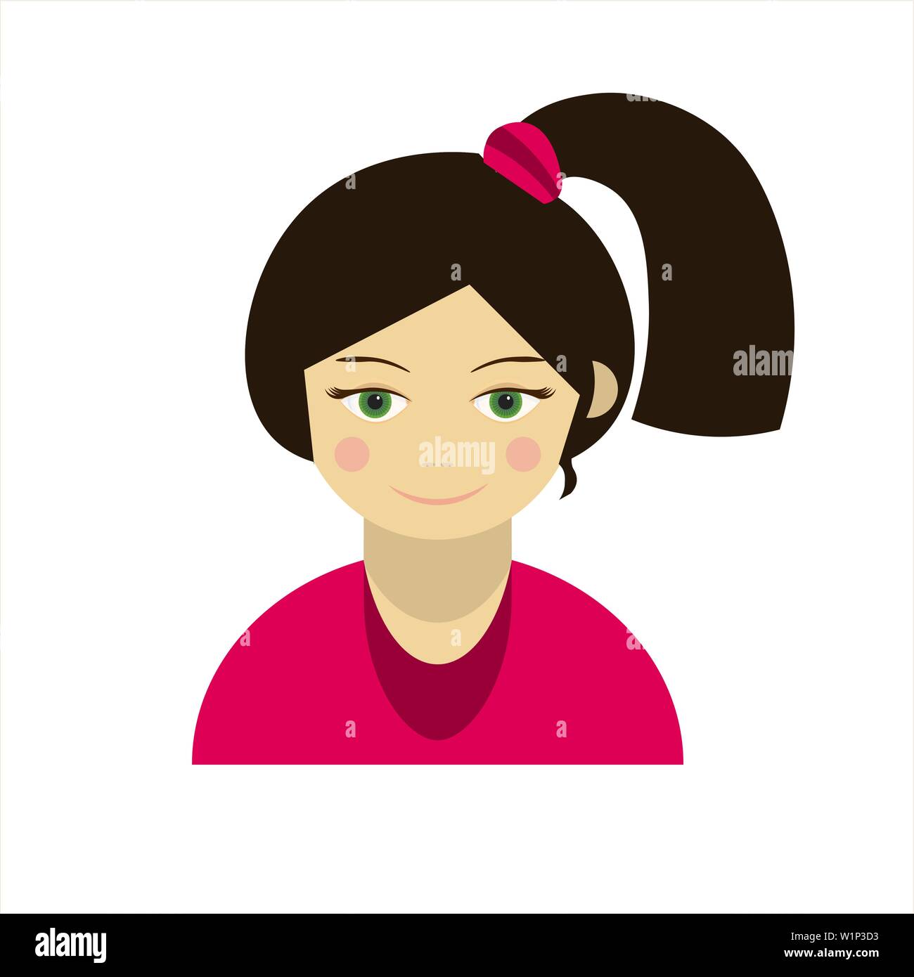L'icône de fille avec une queue sur sa tête, symbole de l'avatar Illustration de Vecteur