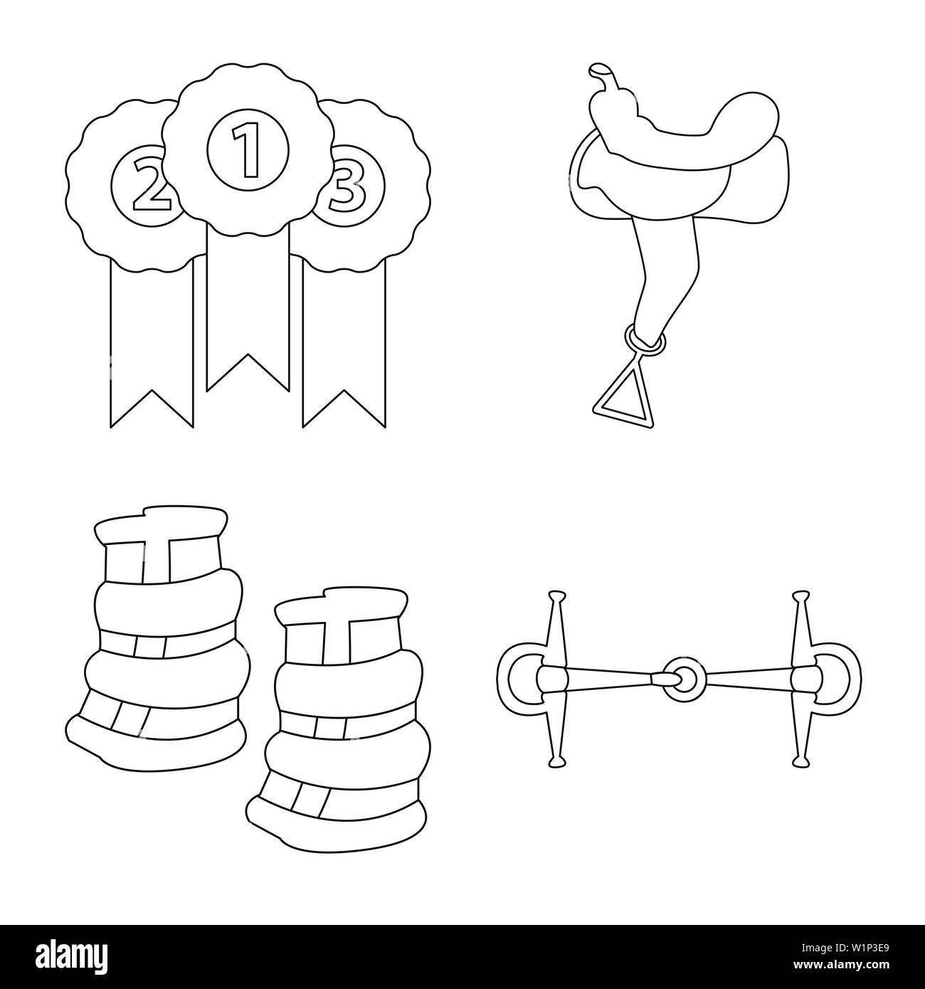 Objet isolé de l'icône et équestres. L'ensemble de cheval et symbole de l'action pour le web. Illustration de Vecteur