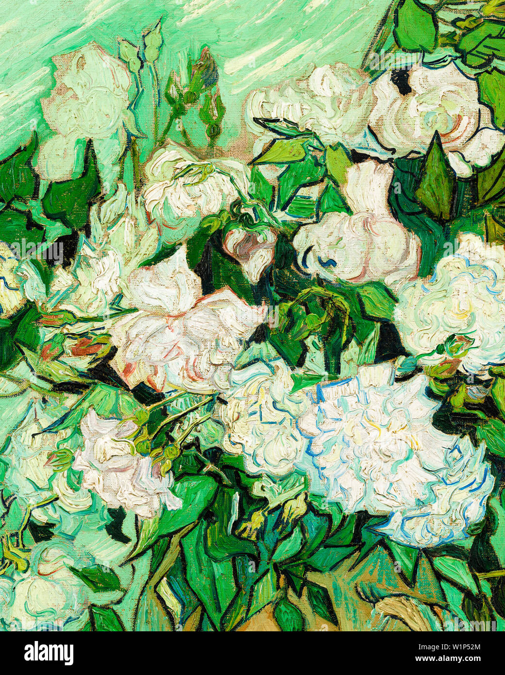 Vincent Van Gogh, Vase avec des Roses Rose, still life painting détail, 1890 Banque D'Images