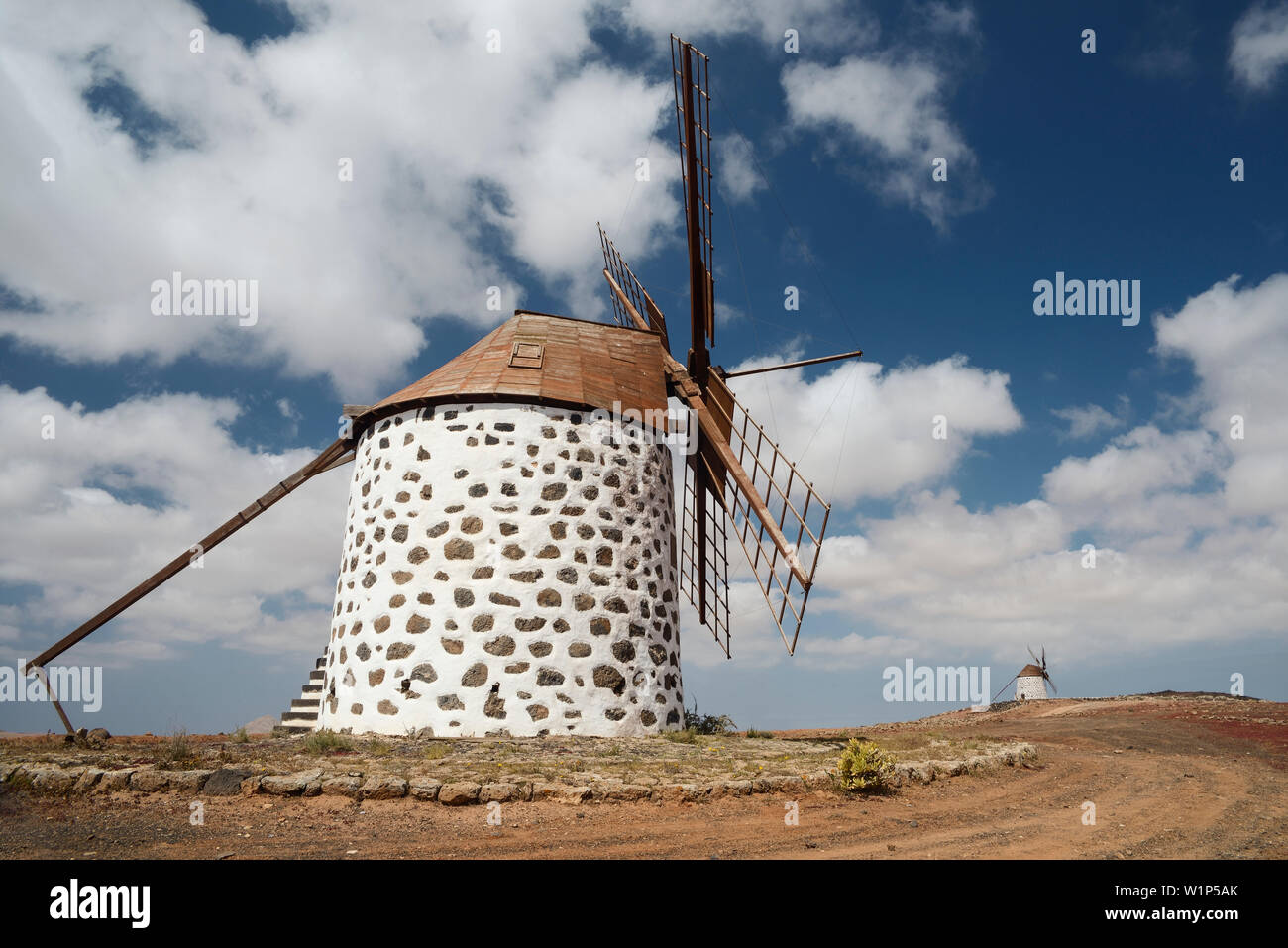 Les moulins à vent, Villaverde, La Oliva, Fuerteventura, Espagne, Europe Banque D'Images