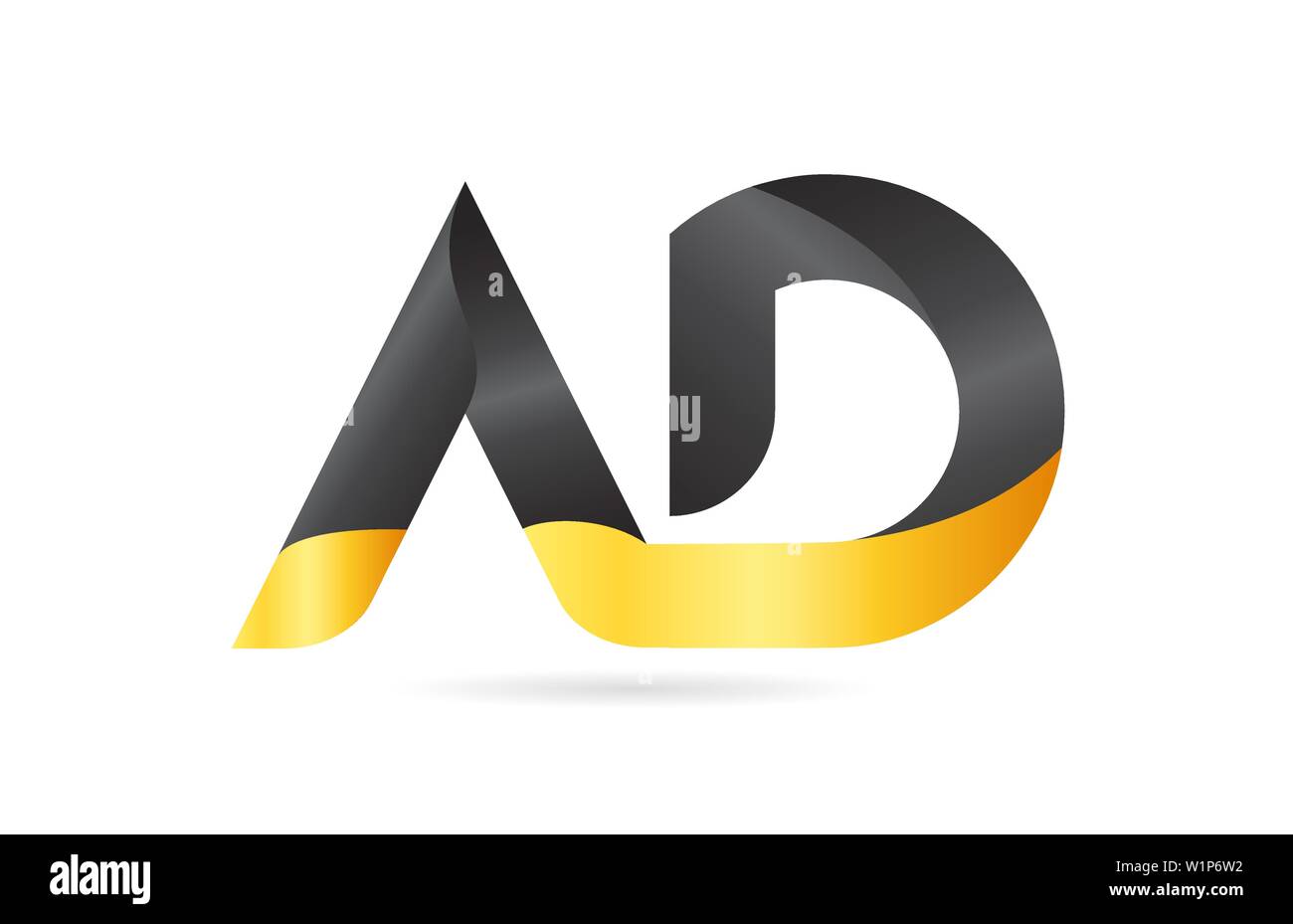 Connecté ou s'est joint à l'ANNONCE D'une lettre de l'alphabet noir jaune combinaison logo approprié comme une icône design pour une société ou entreprise Illustration de Vecteur