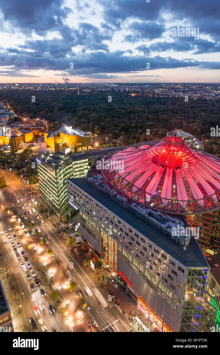Vue panoramique depuis la tour Kollhoff, Sony Center, Berlin, Allemagne Banque D'Images