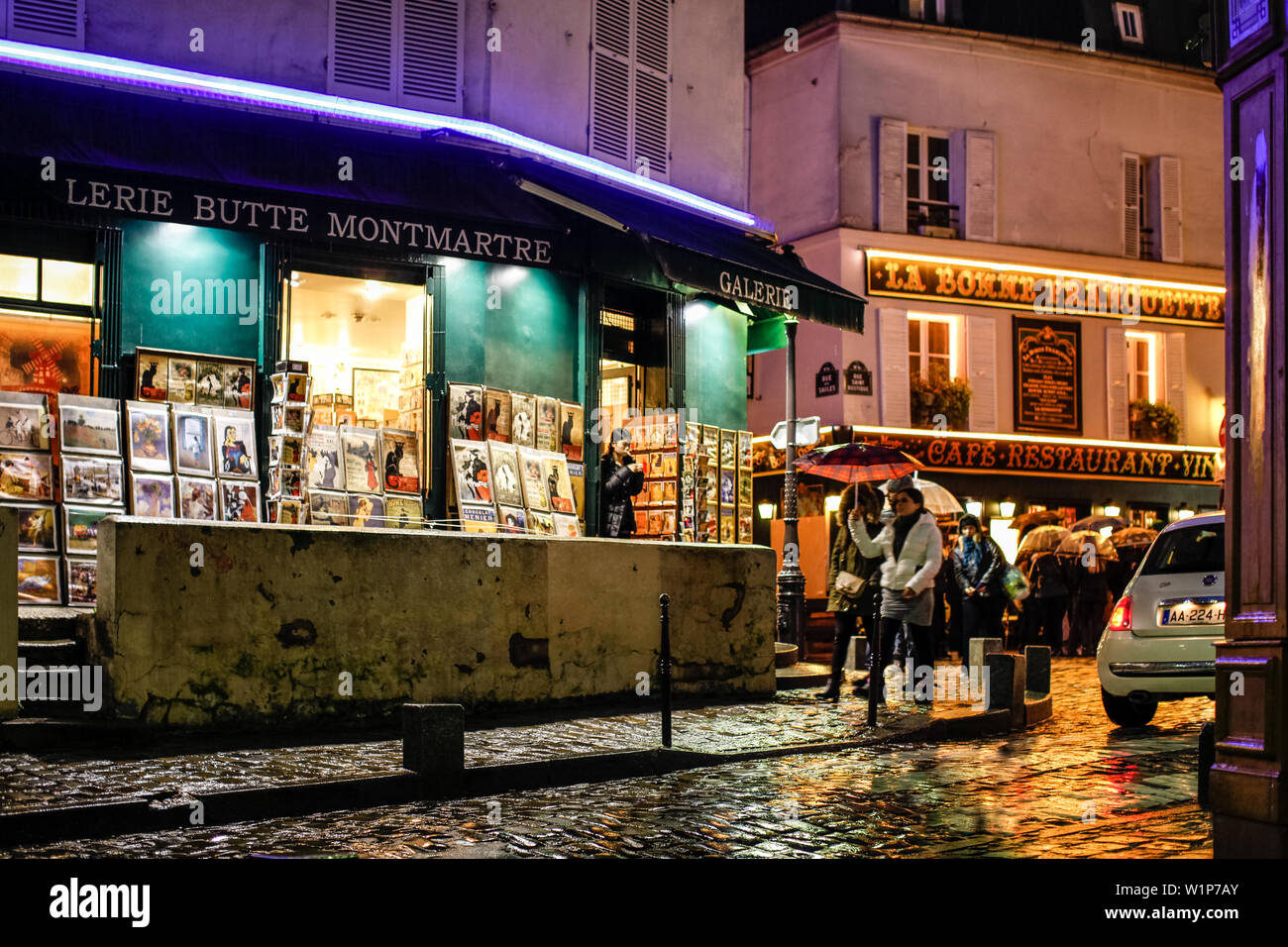 Affiches en butte Montmartre Gelerie, galerie, 1 rue des Saules, Montmartre, Paris, France, Europe Banque D'Images