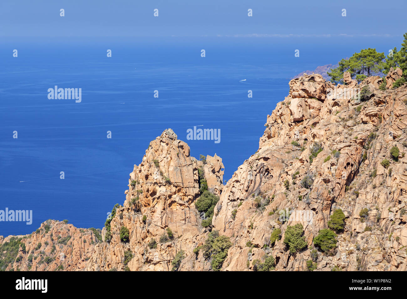 Vue sur les Calanche et le golfe de Porto, entre Porto et Piana, l'ouest de la Corse, Corse, France du Sud, France, Europe du Sud, Europe Banque D'Images