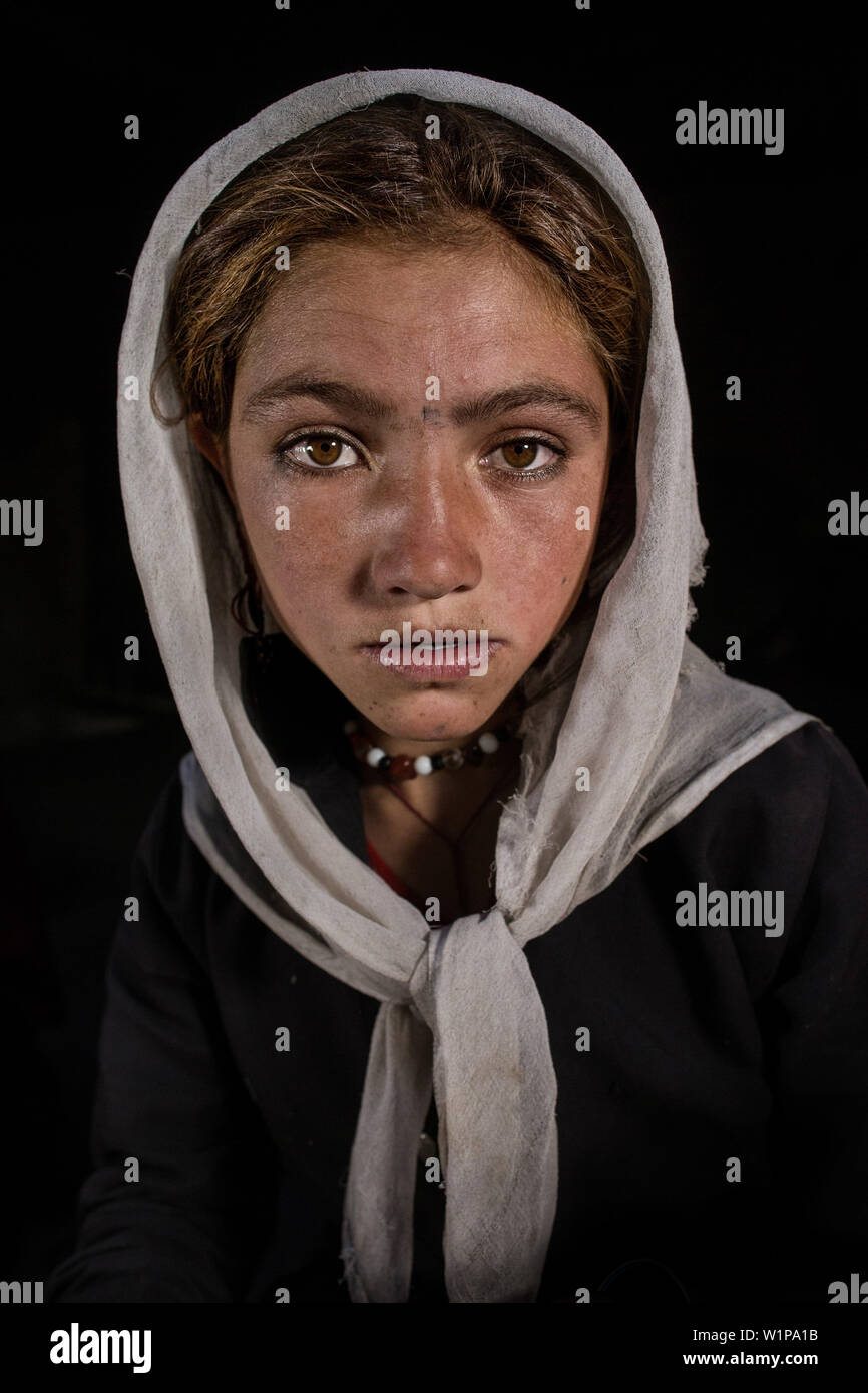 Girl portrait Afghan, Afghanistan, Asie, Wakhan Banque D'Images