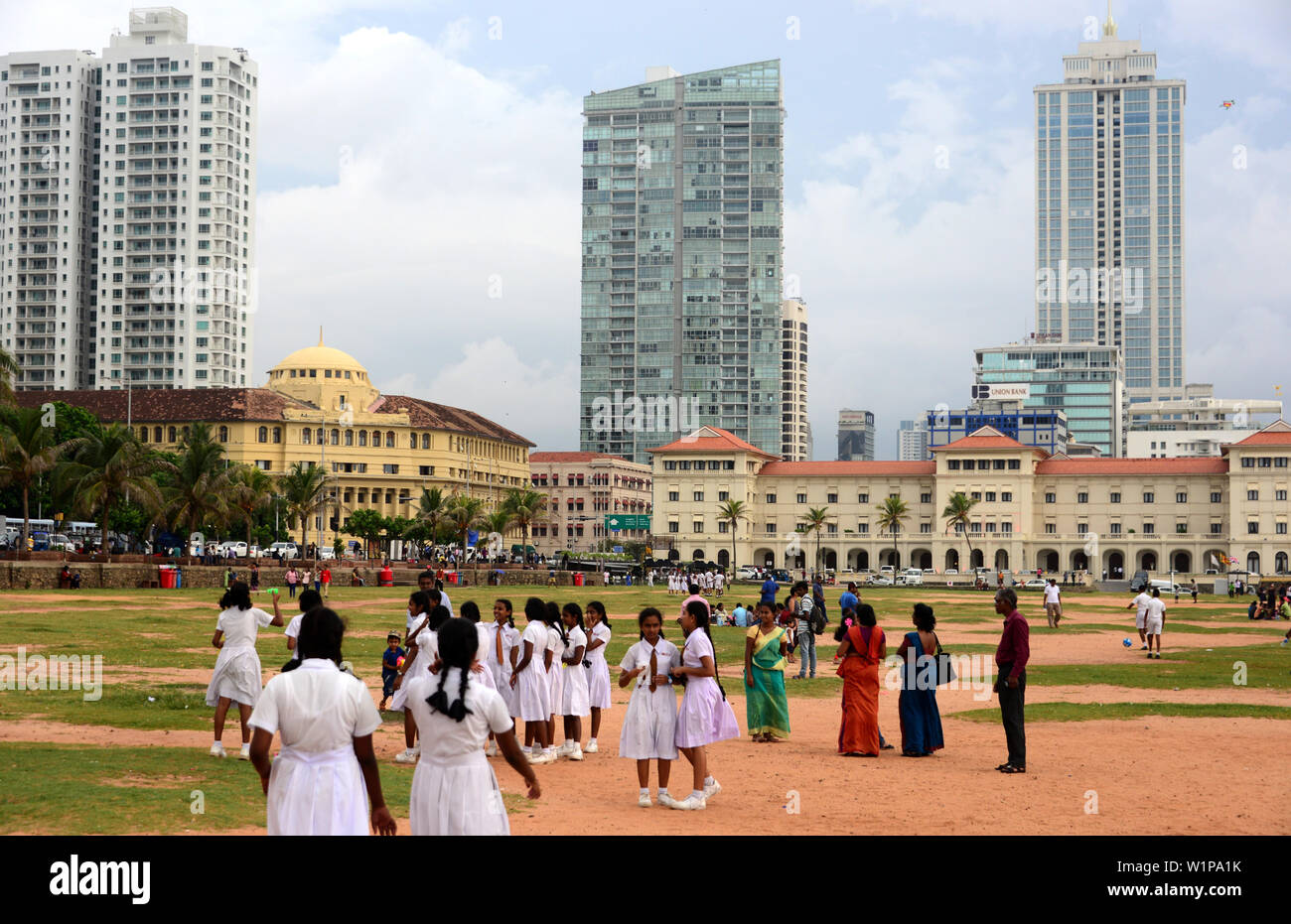 Vue sur Galle Face Green avec Galle Face Hotel, Colombo, Sri Lanka, Westcoast Banque D'Images