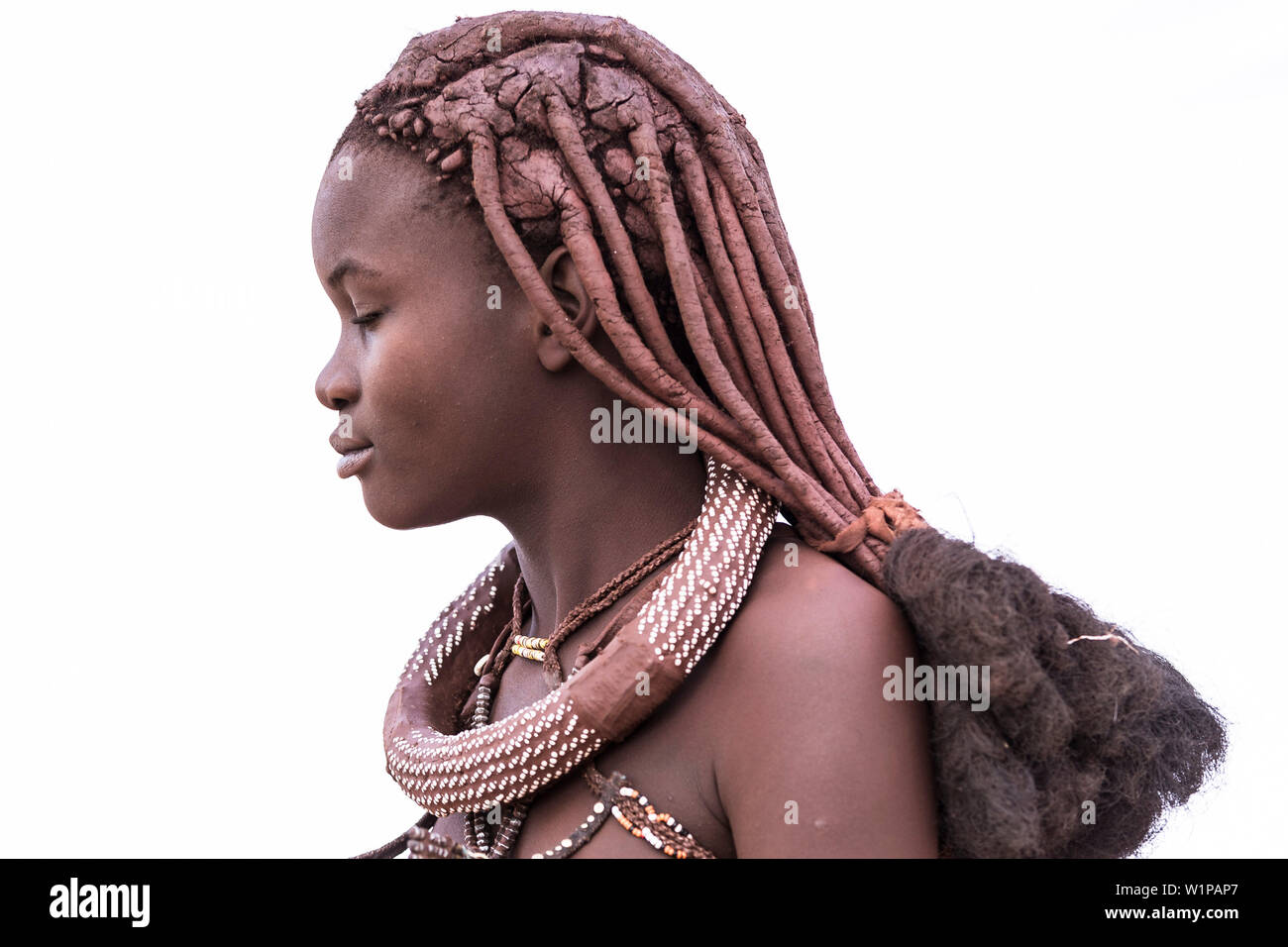 14 ans, jeune fille Himba, Kunene Namibie Banque D'Images