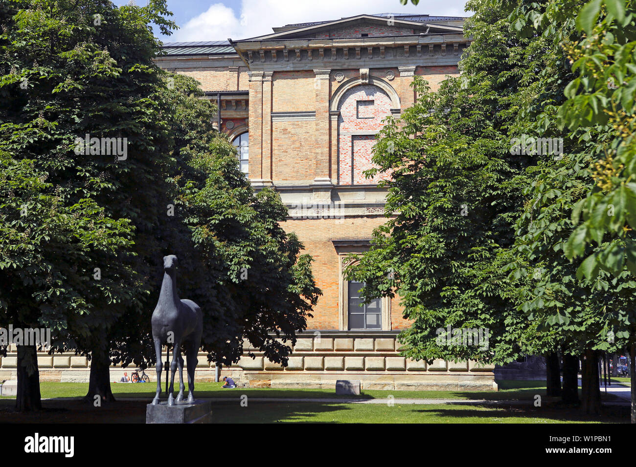 Statue de cheval de Troie par Hans Wimmer dans le parc de sculptures de l'Alte Pinakothek, Maxvorstadt, Munich, Haute-Bavière, Bavière, Allemagne Banque D'Images