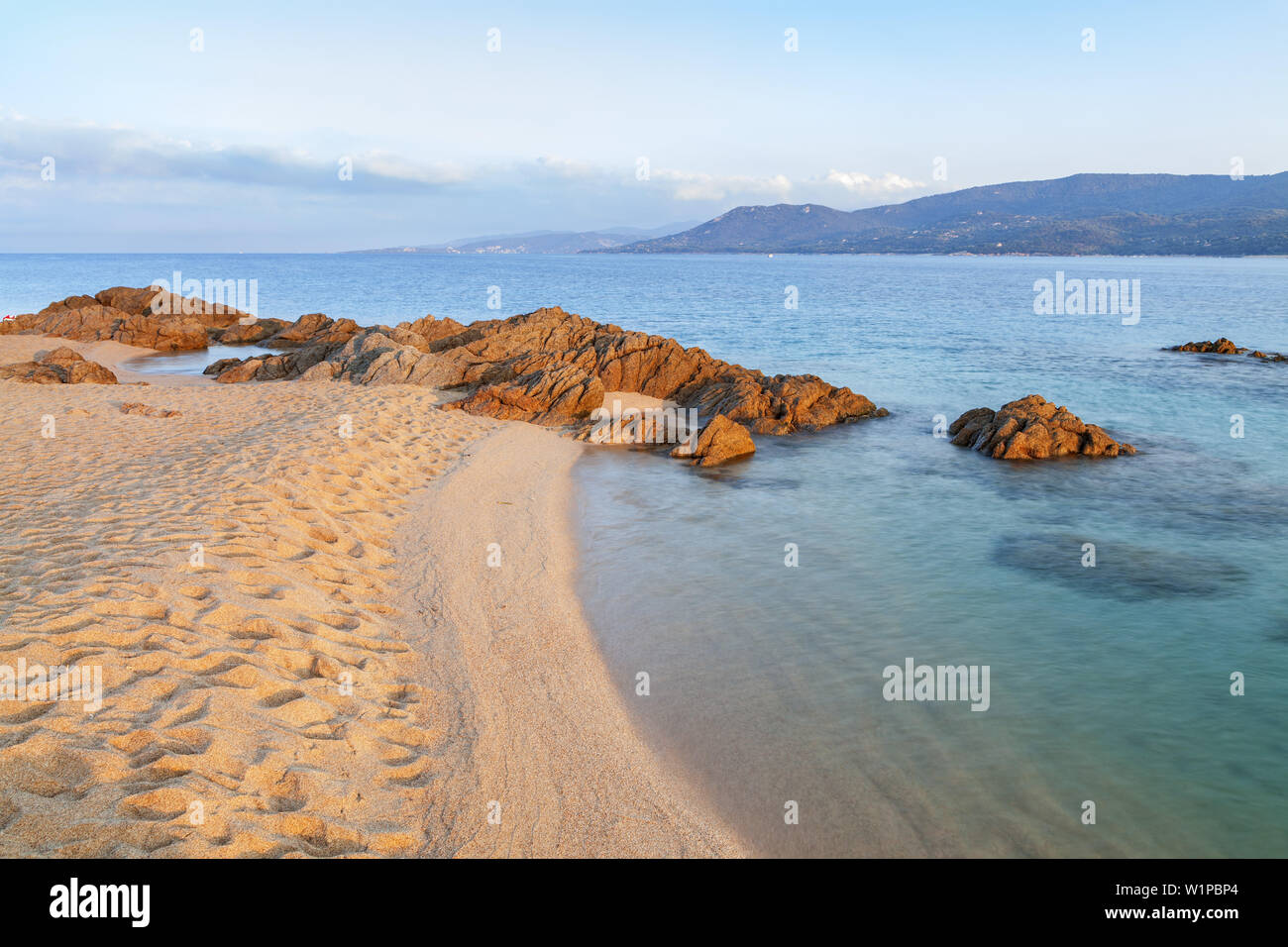 Plage de Propriano, Corse du Sud, Corse, France du Sud, France, Europe du Sud, Europe Banque D'Images