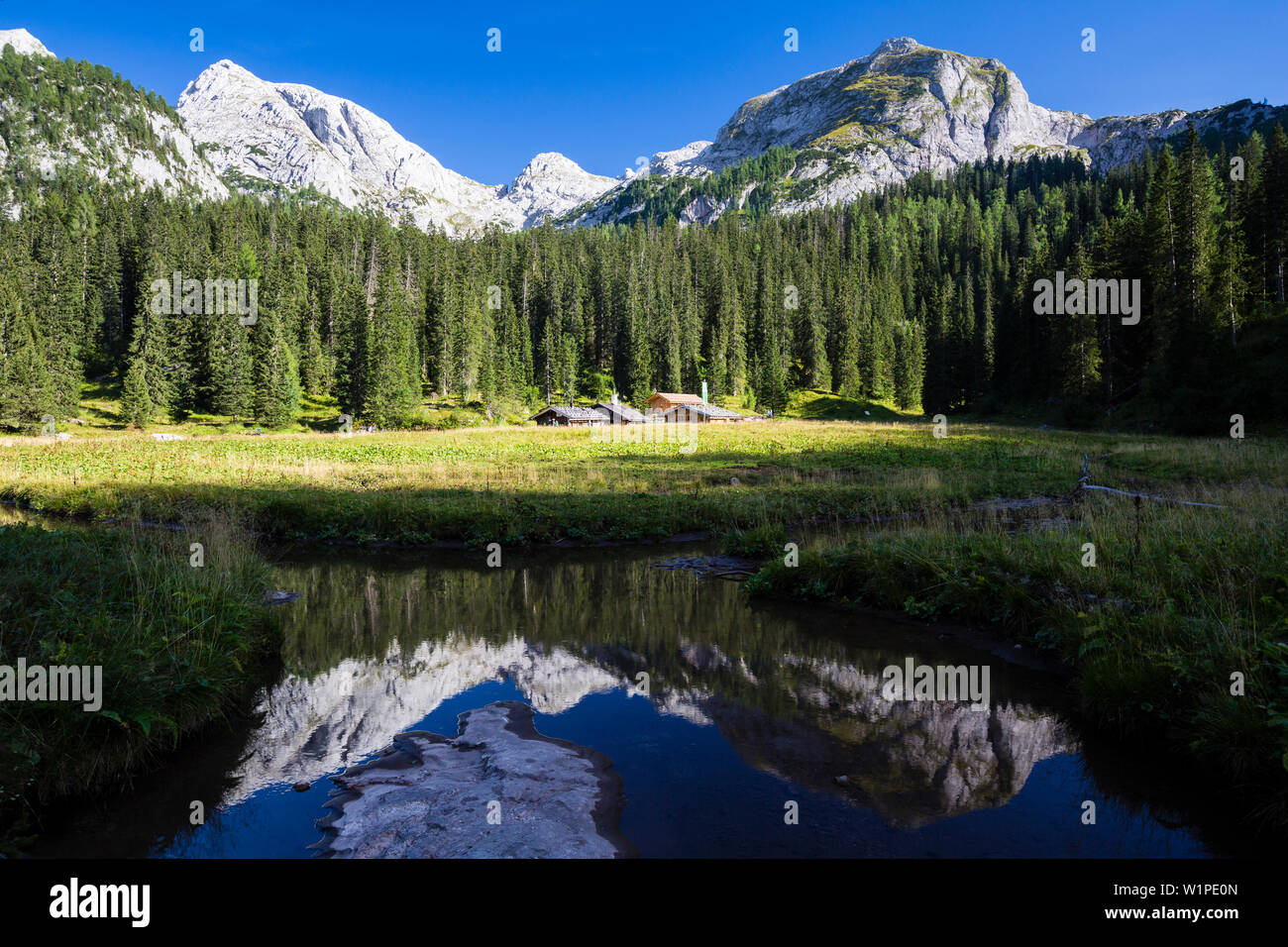 Wasseralm, cabane du Club alpin dans le parc national de Berchtesgaden, Berchtesgadener Land, Bavière, Allemagne, Europe Banque D'Images