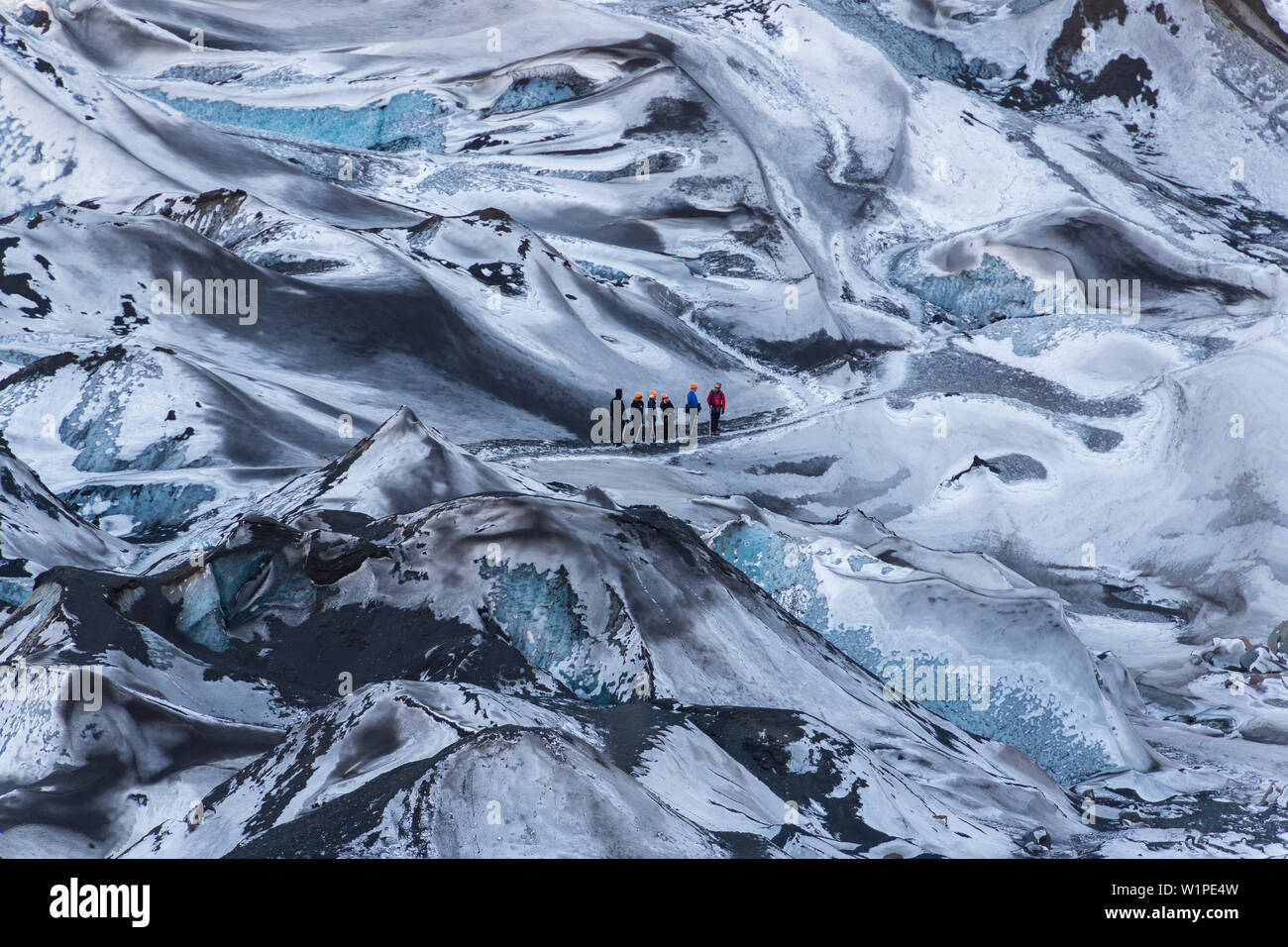 Randonnées le glacier Solheimajokull , southcoast, Islande Banque D'Images