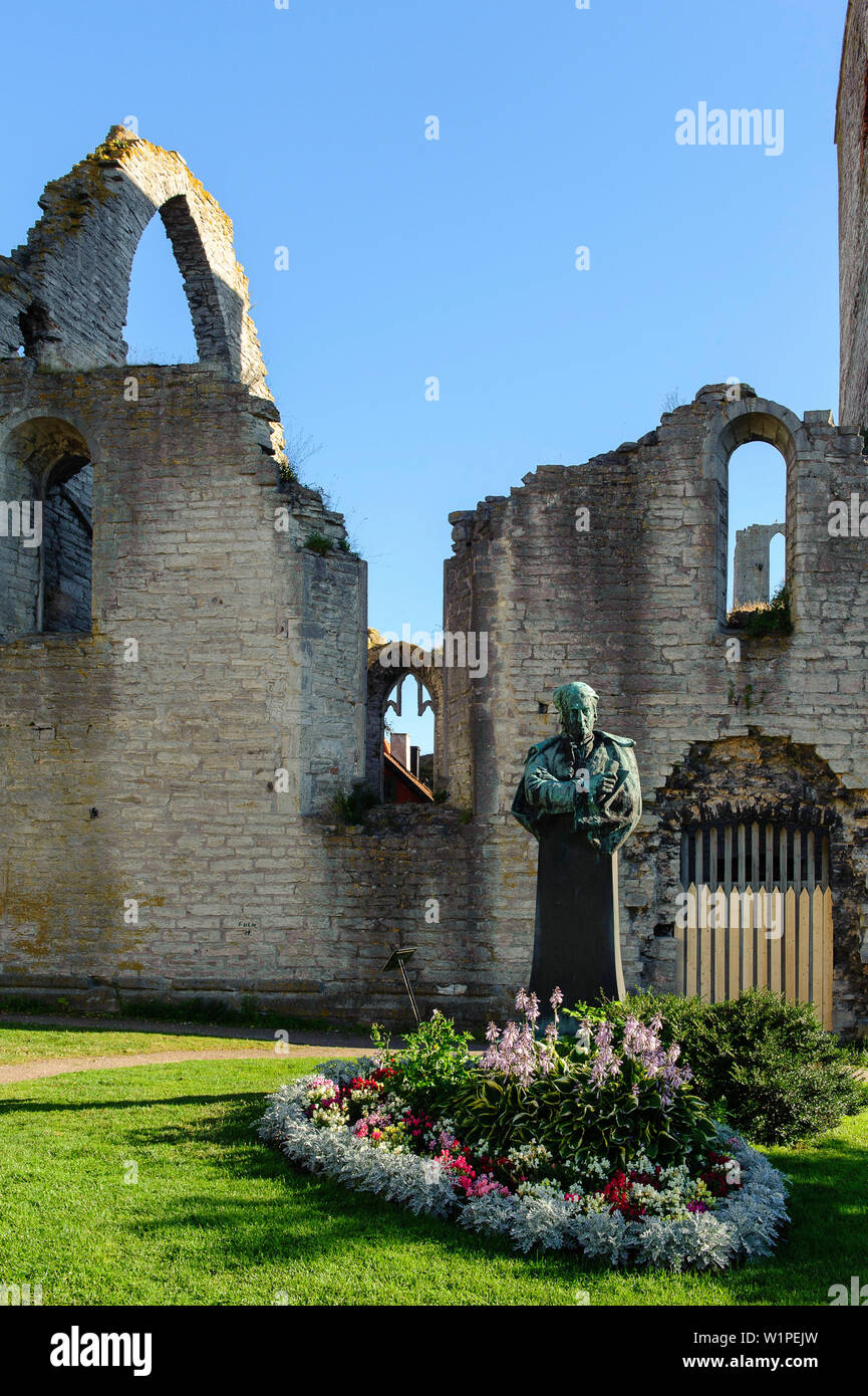Monument à Christophe Polhem au St. Drotten ruines, Schweden Banque D'Images