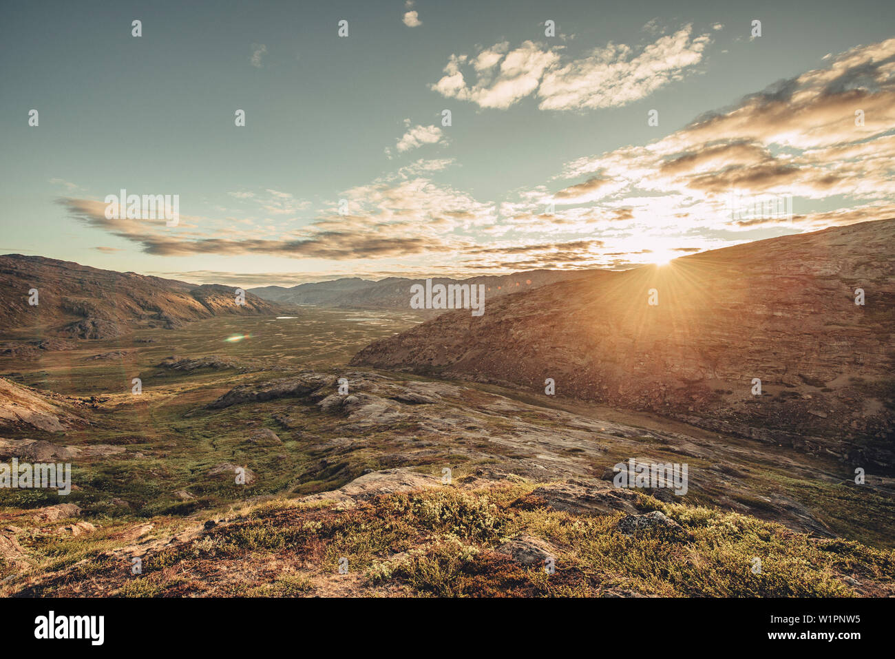 Vue sur la nature du Groenland, du Groenland, de l'Arctique. Banque D'Images