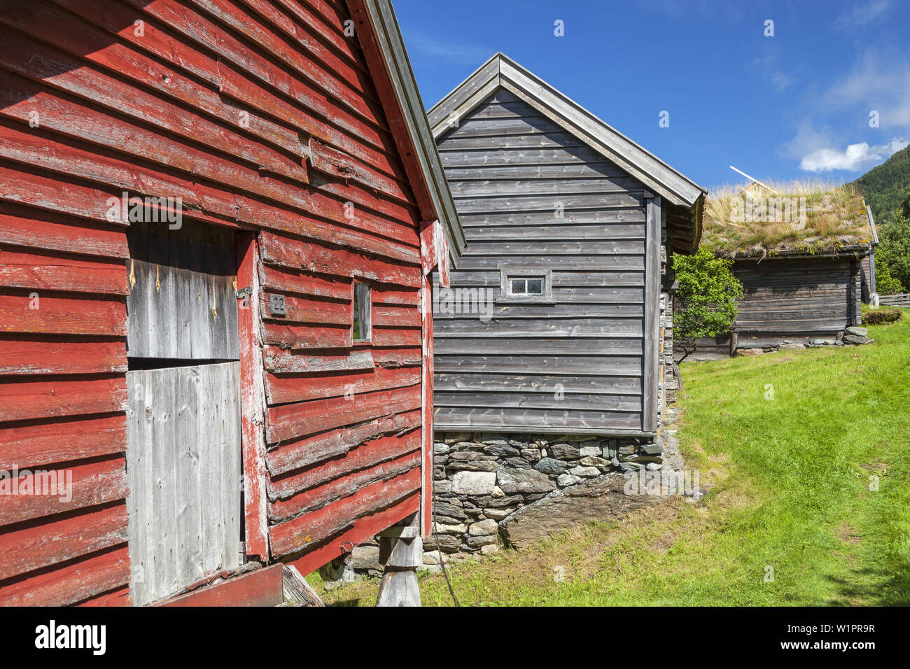 Musée de plein air Otternes entre Flåm et Aurlandsvangen Aurlandsfjord, dans une succursale de Sognefjord, le Fjord de Sogn og Fjordane, Norvège, le sud de la Norvège, NI Banque D'Images
