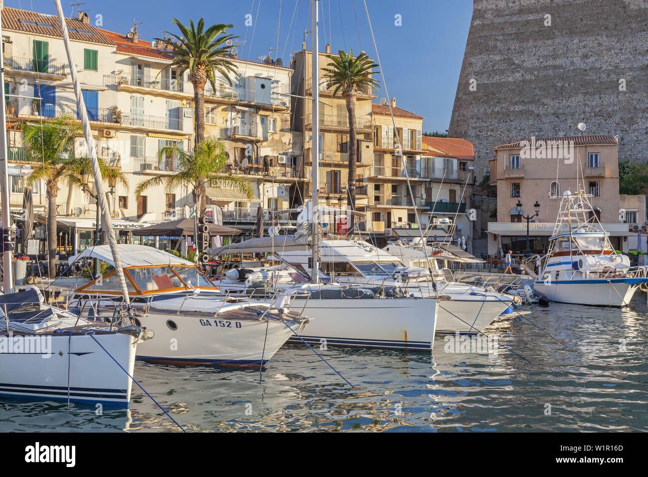Port de Calvi sous la citadelle, la Corse, le sud de la France, France, Europe du Sud Banque D'Images