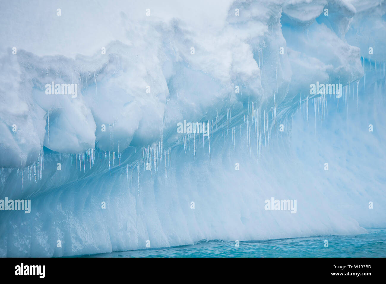 De nombreux glaçons mince forme au bord d'un gros iceberg, Dorian Bay, île Wiencke, Antarctique Banque D'Images