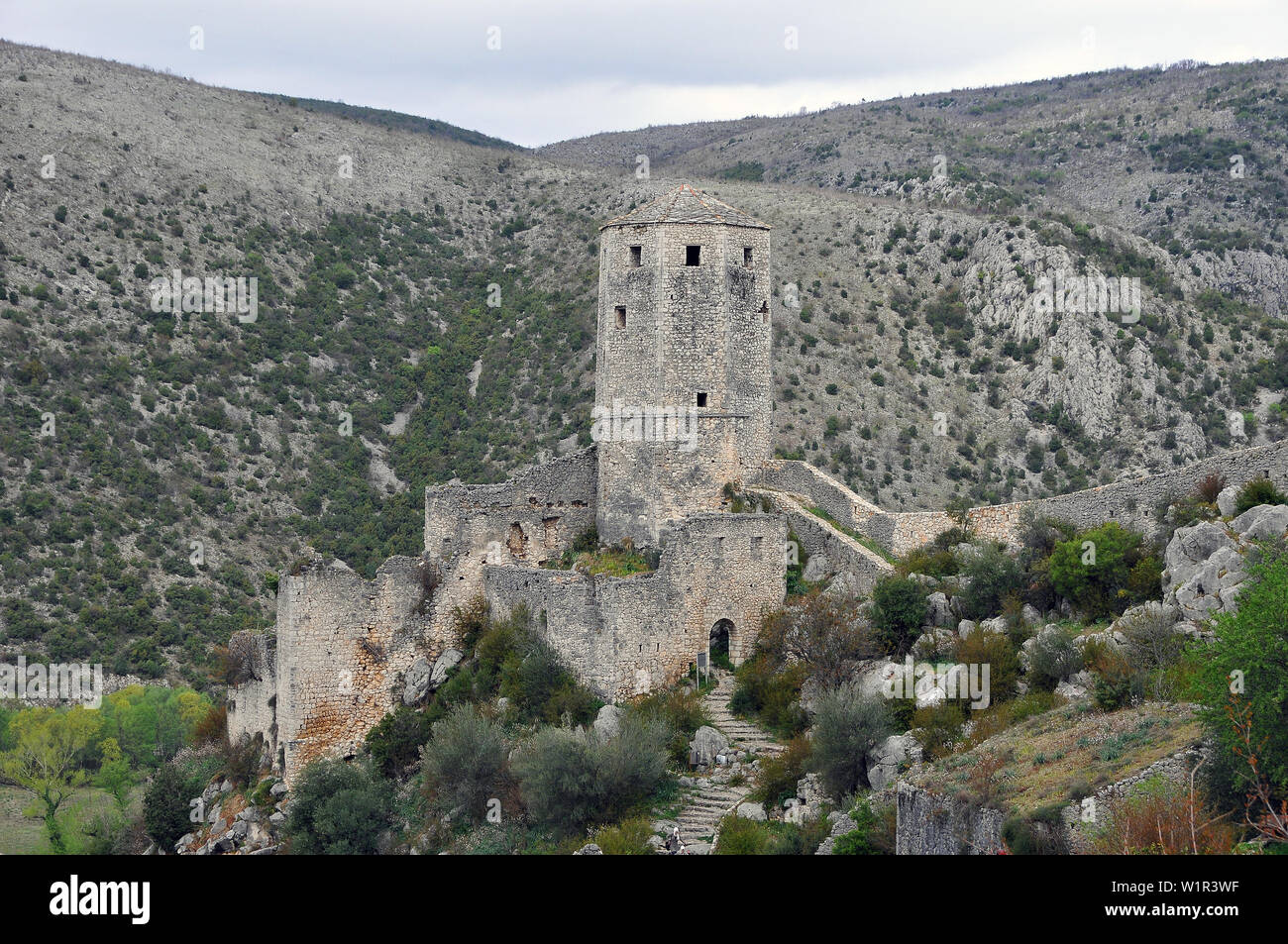 Citadelle médiévale, Počitelj, Bosnie-Herzégovine, Bosna i Hercegovina Banque D'Images