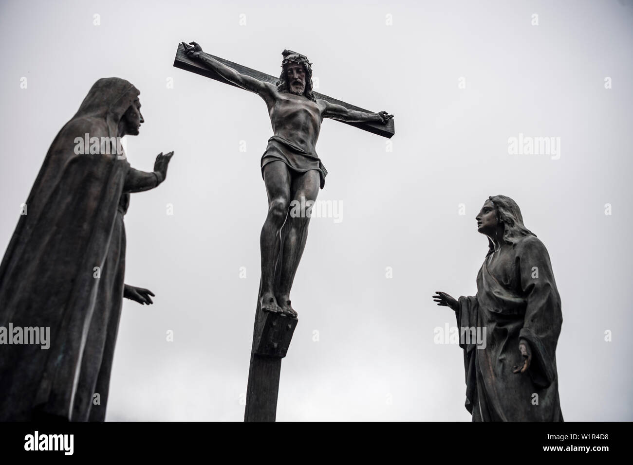 Sculpture de Jésus suspendu à traverser à Monserate mountain, capitale Bogota, Cundinamarca, Colombia, Departmento Southamerica Banque D'Images