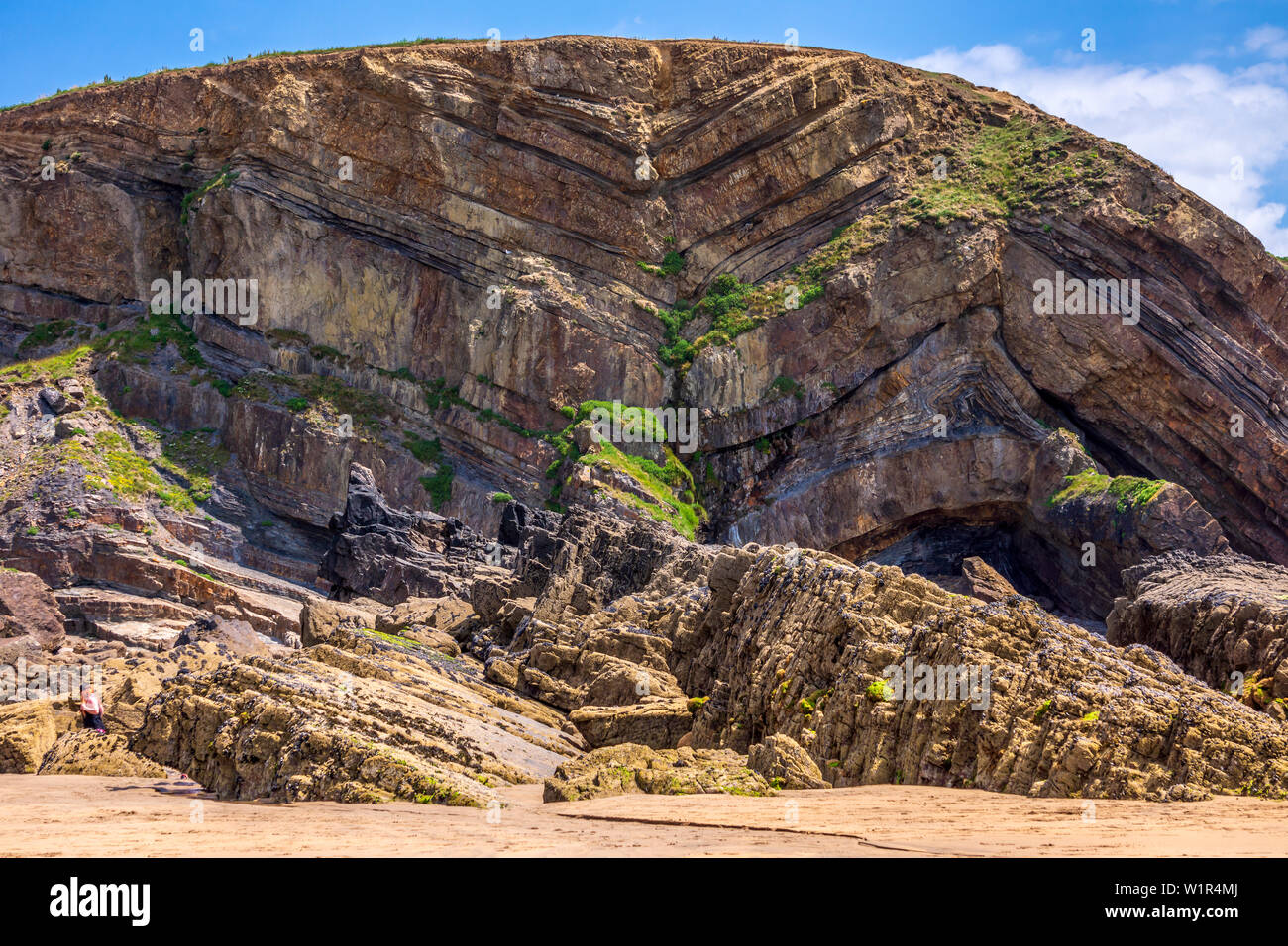 Bude est une des plus intéressantes formations géologiques dans la région de Cornwall. La Formation de Bude est constitué de sable et de la boue déposée dans un géant la tropical Banque D'Images