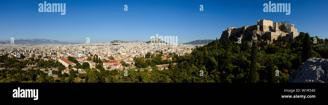 Vue panoramique sur l'Acropole, Athènes, Grèce Banque D'Images